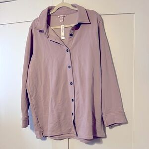VICTORIA'S SECRET Brushed Modal Fleece Oversized Shirt, XL, French Mauve, NWT